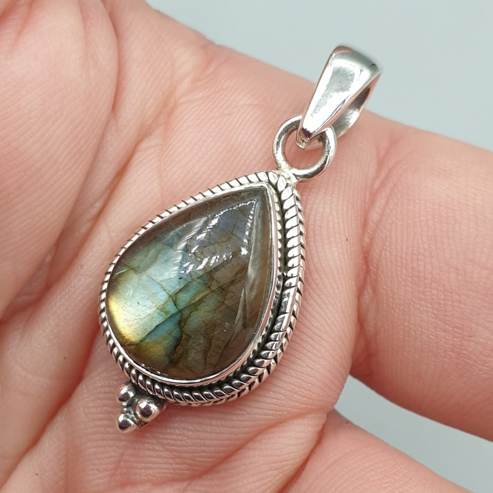 Silberanhänger Drop -Shaped Labradorite klein