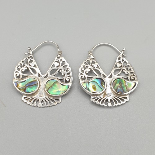 925 Sterling Silver Creoles with Abalone Schelp