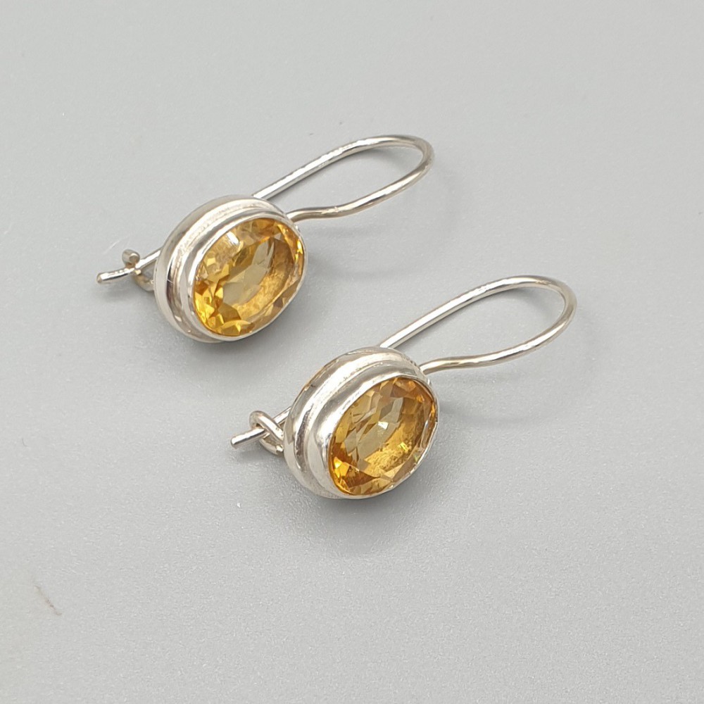 925 Sterling -Silber -Ohrringe Citrine mit Schlusshaken