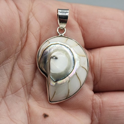 925 Sterling silver pendant Witte Nautilus shell