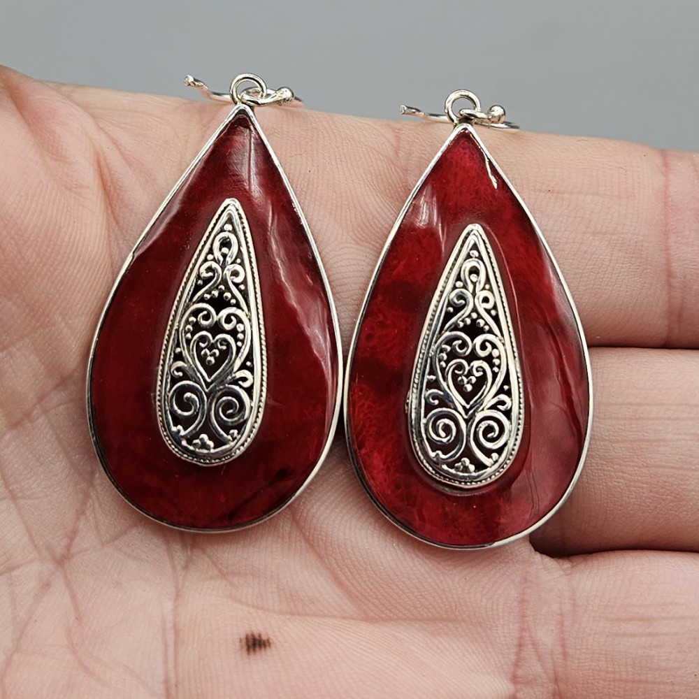 925 Sterling silver earrings coral