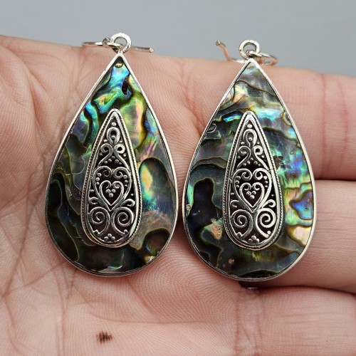 925 Sterling silver earrings set with Abalone Schelp