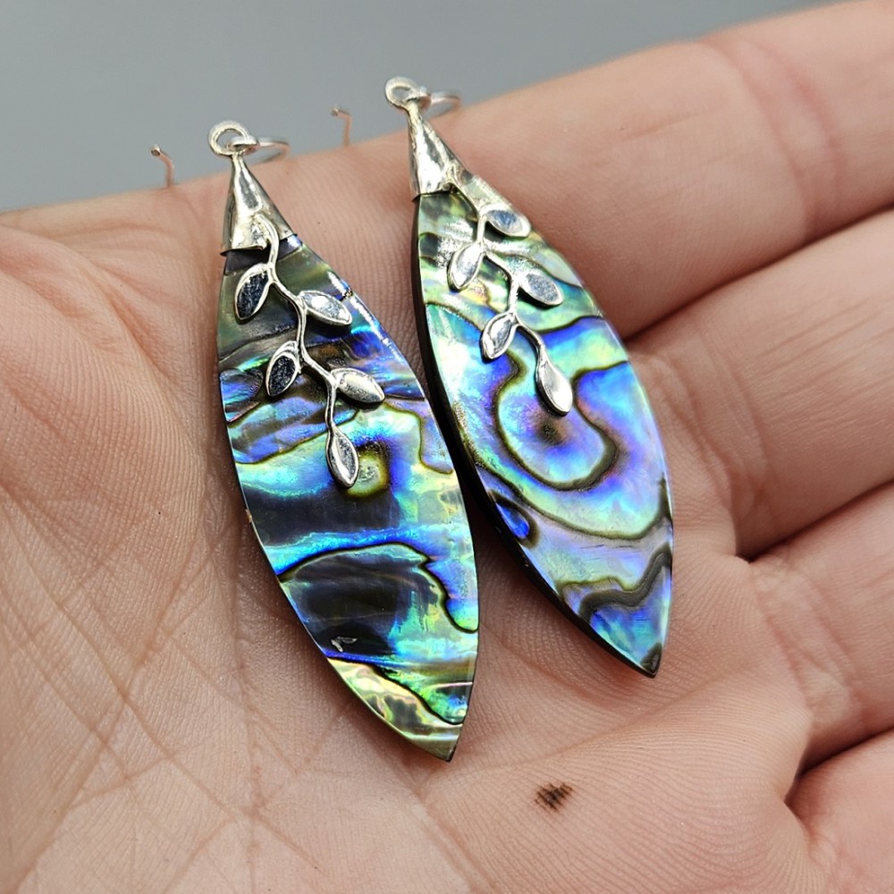 925 Sterling Silberohrringe Marquise Abalone Schelp