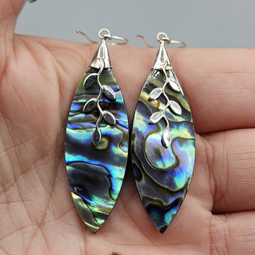 925 Sterling Silver earrings Marquise Abalone Schelp