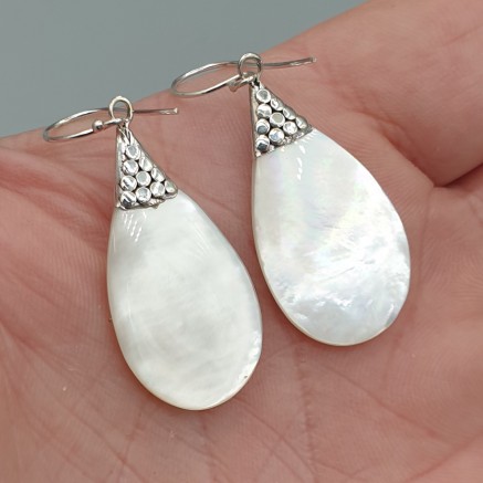 925 Sterling silver earrings with mother -of -pearl drop