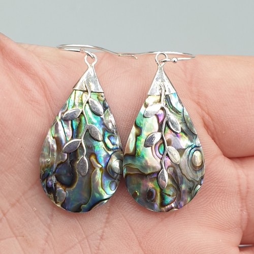 925 Sterling -Silberohrringe Abalone Schelp Drop