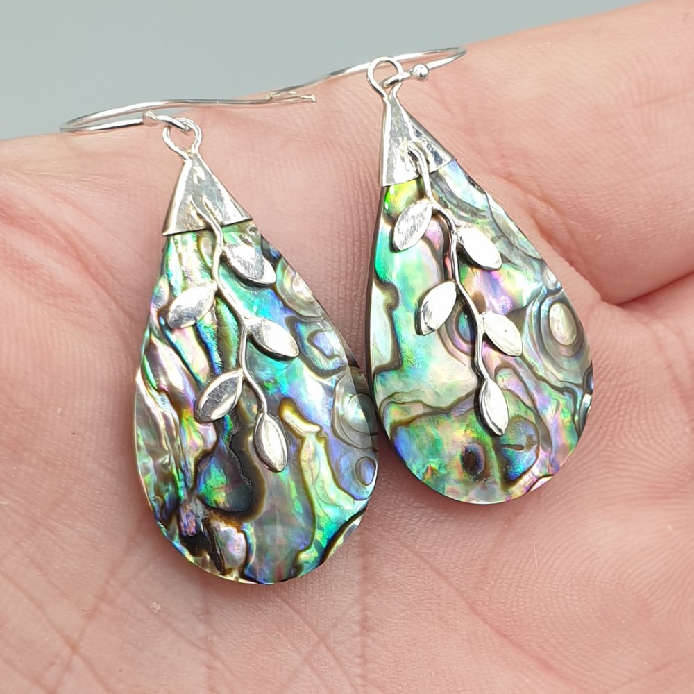 925 Sterling -Silberohrringe Abalone Schelp Drop