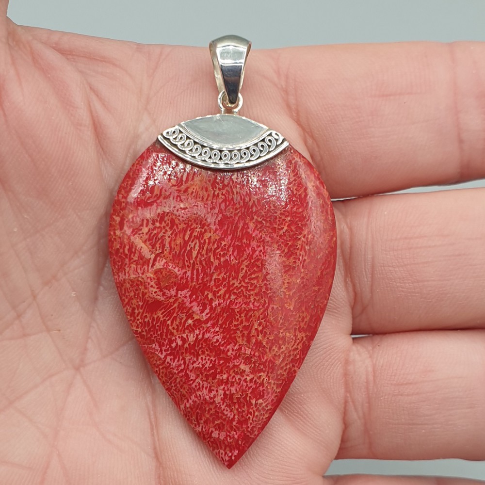 925 Sterling Silver Coral Pendant