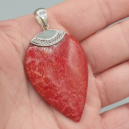 925 Sterling Silver Coral Pendant