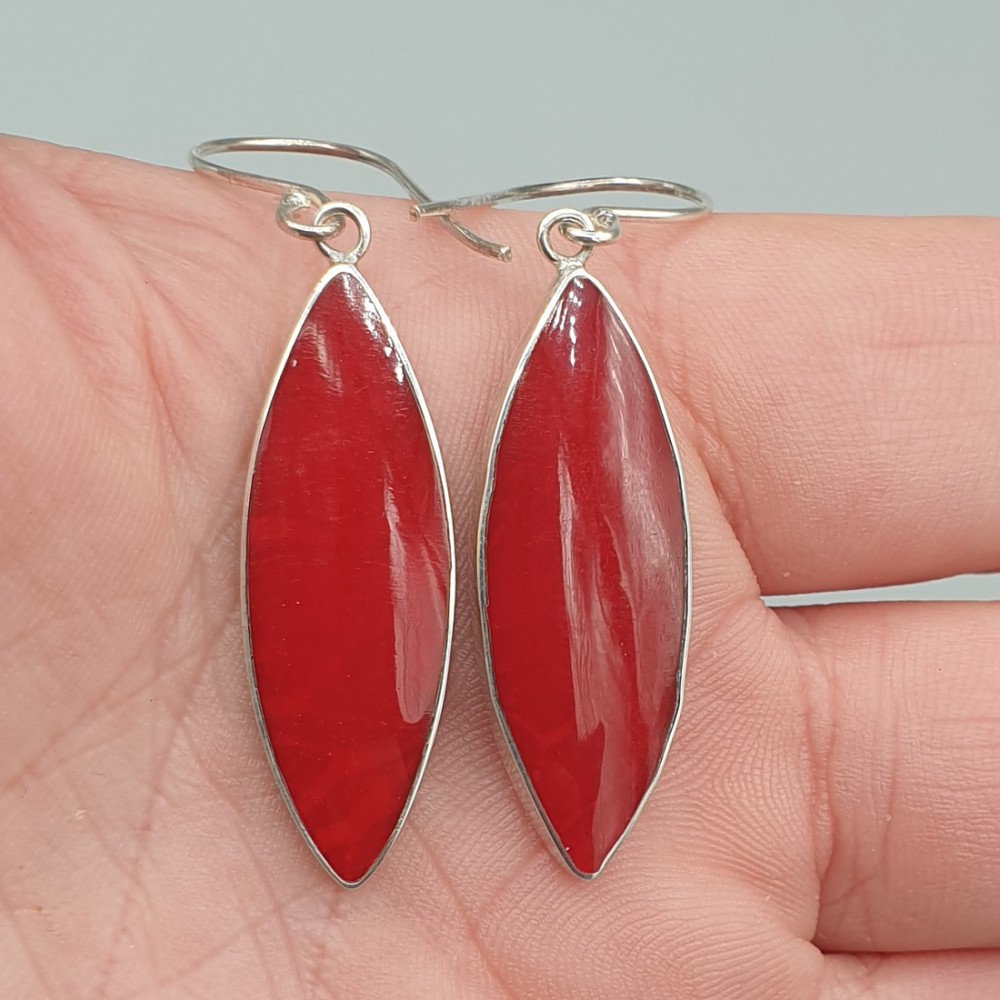 925 Sterling silver earrings with coral and mother -of -pearl