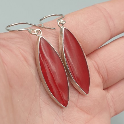 925 Sterling silver earrings with coral and mother -of -pearl