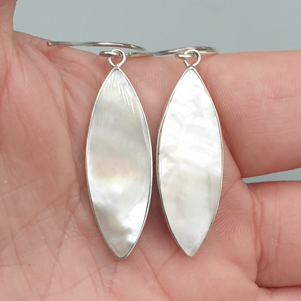 925 Sterling silver earrings with coral and mother -of -pearl