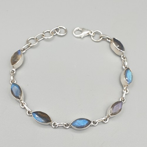 925 Sterling zilveren armband met facet geslepen Labradoriet