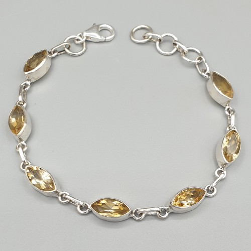 925 Sterling silver bracelet with facet cut citrine