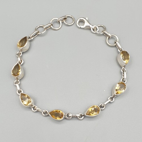 925 Sterling zilveren armband facet geslepen Citrien