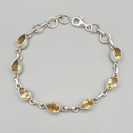 925 Sterling silver bracelet Facet cut citrine