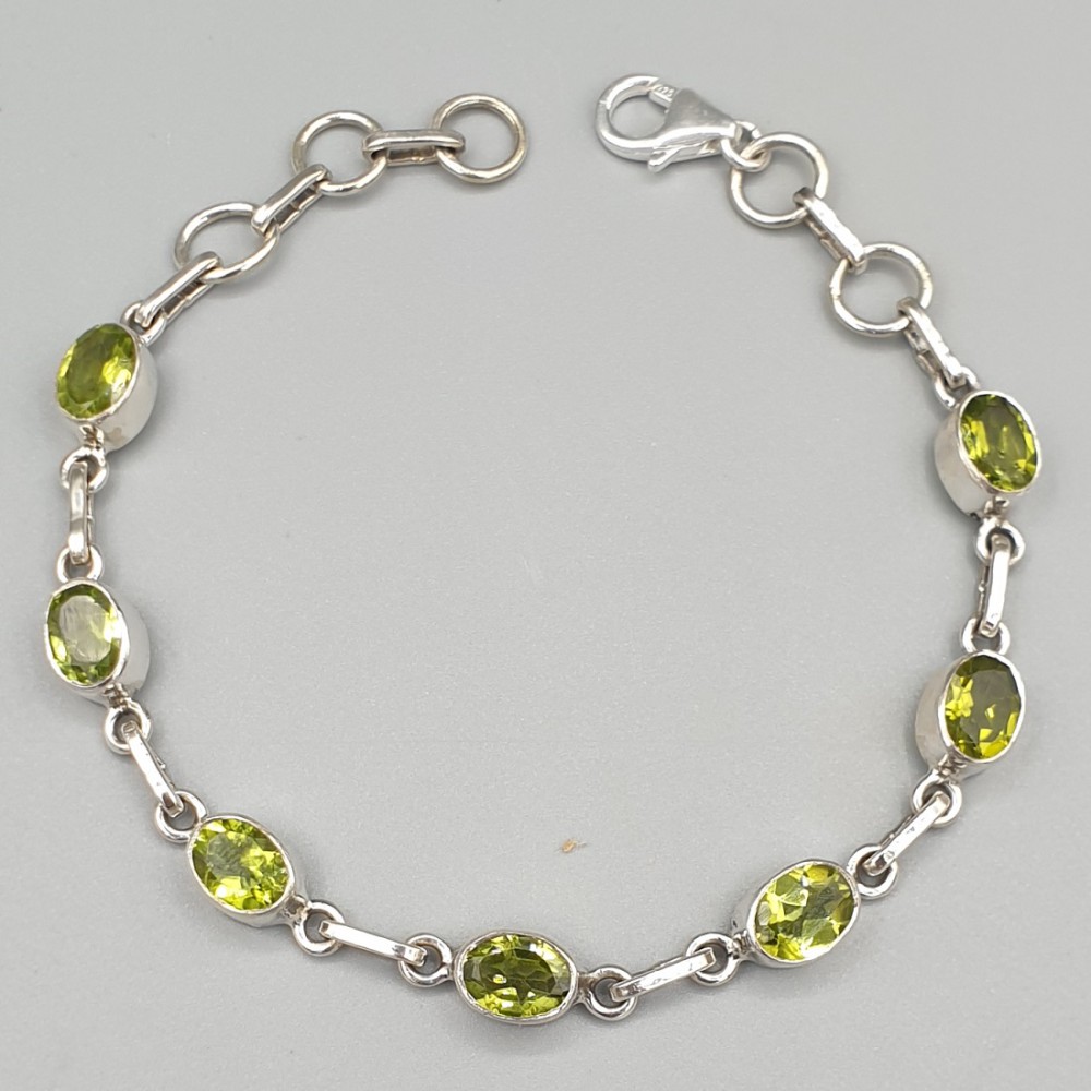 925 Sterling zilveren armband ovale facet geslepen Peridot