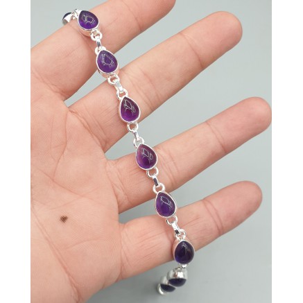 925 Sterling silver bracelet Cabochon Amethists