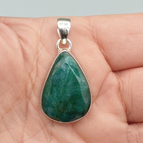 925 Sterling silver pendant drop -shaped Emerald