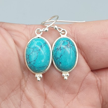 925 Sterling silver earrings with oval turquoise