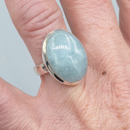 925 Sterling Silver ring with aquamarine 18 mm