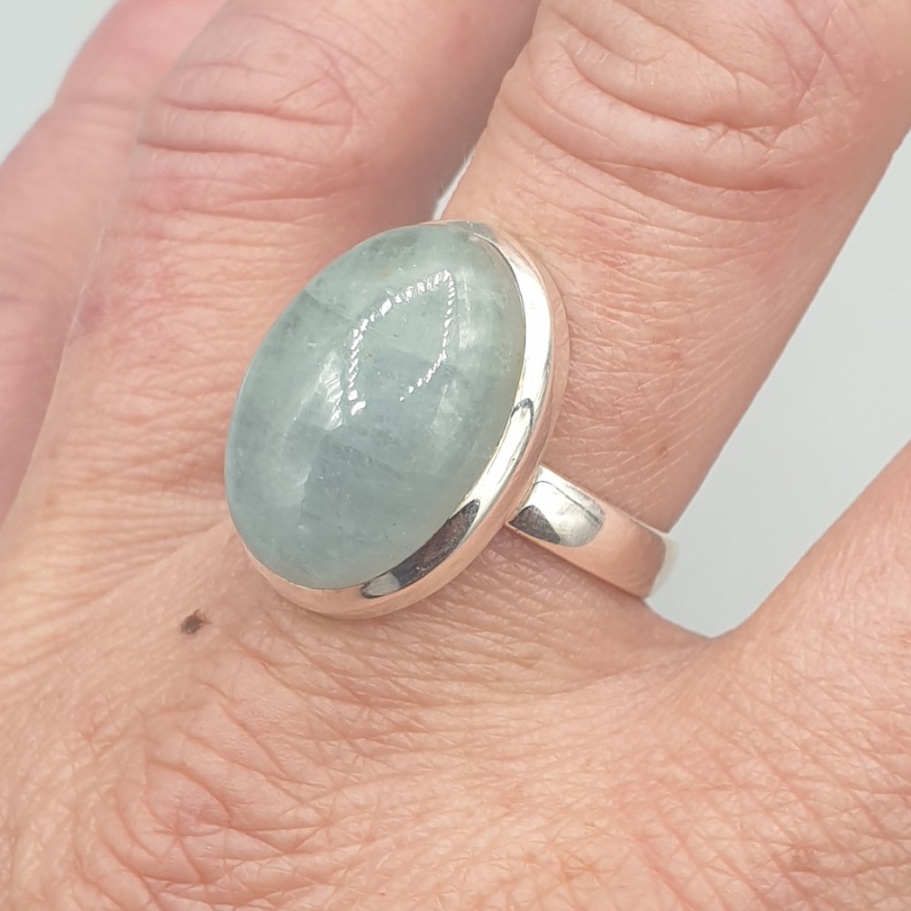 925 Sterling Zilveren Ring with aquamarine 19.5 mm