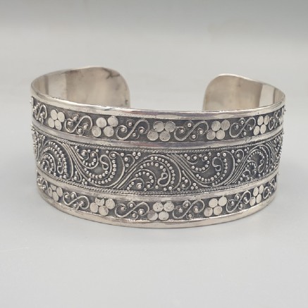 925 Sterling Silver wide Bangle