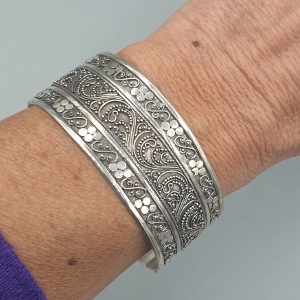 925 Sterling Silver wide Bangle