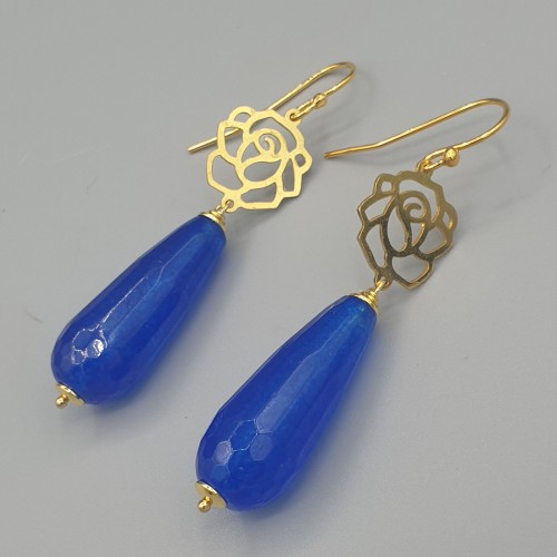 Earrings with blue jade