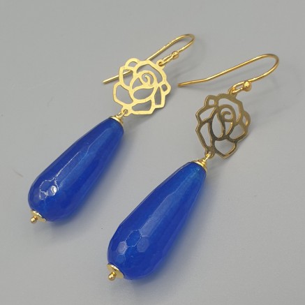 Earrings with blue jade