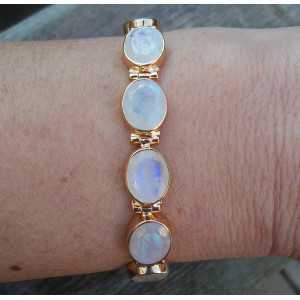 Gold plated bracelet set with oval faceted Moonstones