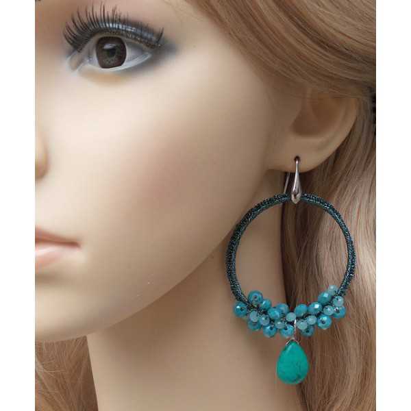 Silver earrings with Turquoise briolet and crystal