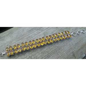 Silver bracelet with two rows of oval Citrine