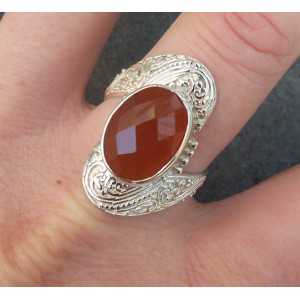 Silber ring set mit einem ovalen facettierten Karneol-19 mm 