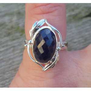 Silber ring mit ovaler Facette Saphir Größe 15,7 mm