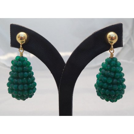 Gilded earrings with a drop of green Onyxen