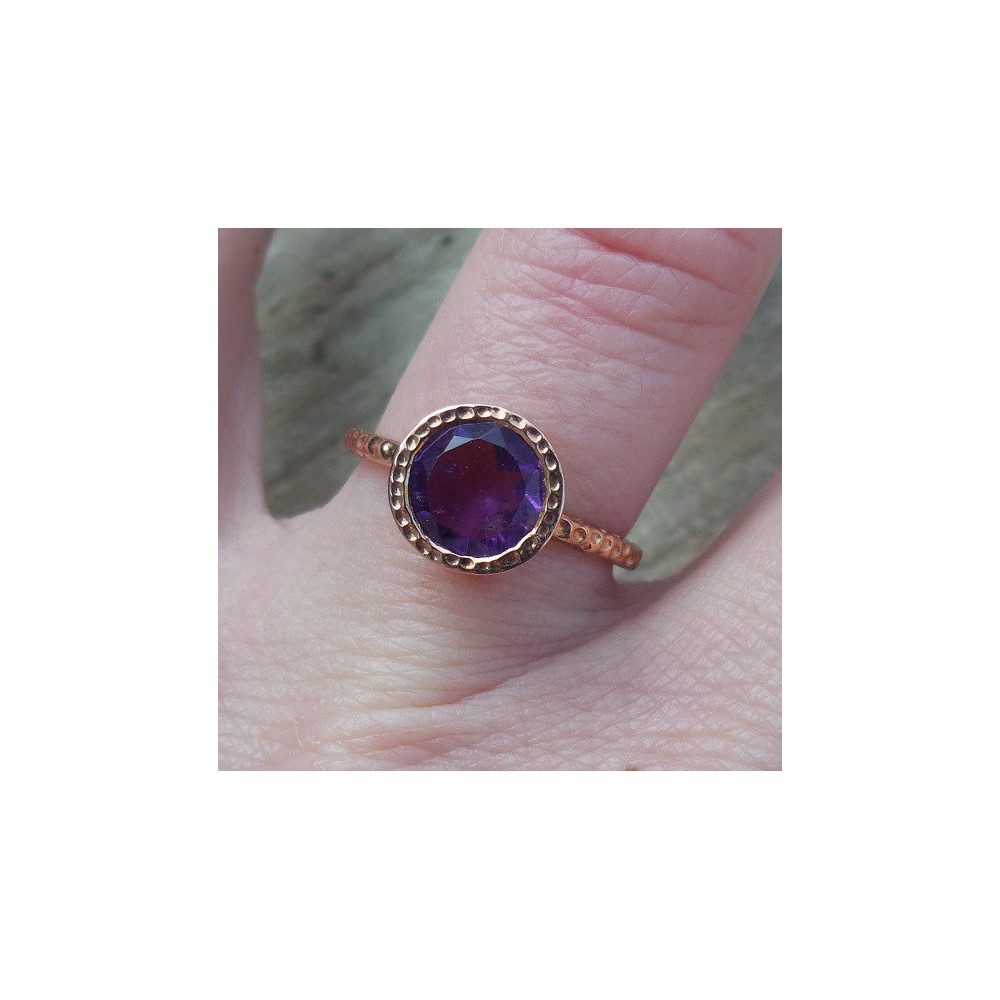 Gilt ring set with round amethyst 16.5 mm