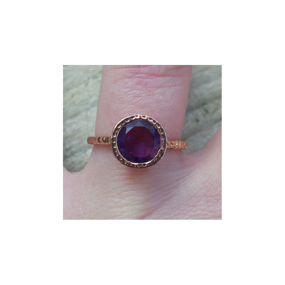 Gilt ring set with round amethyst 16.5 mm