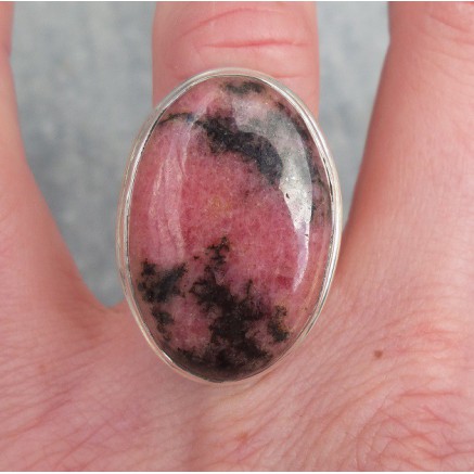 Silver ring set with oval rhodonite 17.3 mm