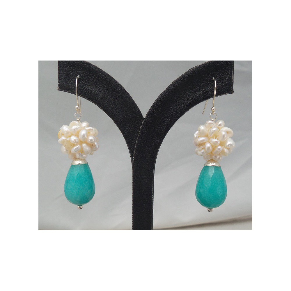 Silver earrings Jade Briolet and full of freshwater gems