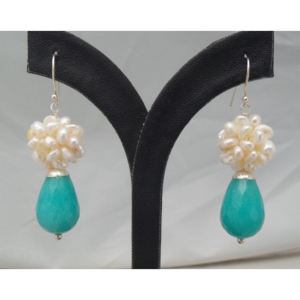 Silver earrings Jade Briolet and full of freshwater gems