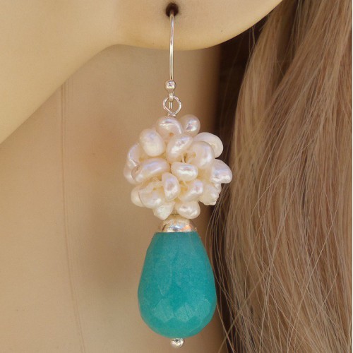 Silver earrings Jade Briolet and full of freshwater gems