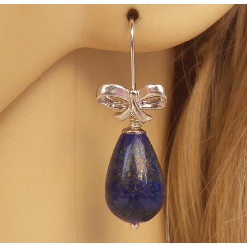 Silver earrings with lapis lazuli