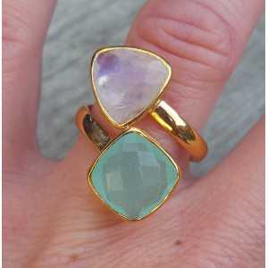 Gold-plated ring set with Moonstone and Chalcedony 