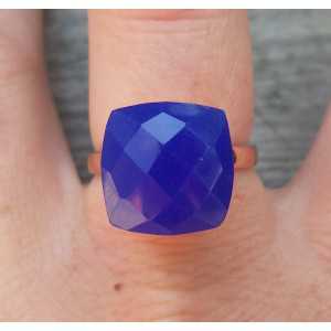 Rosé gold-plated ring set with blue Chalcedony