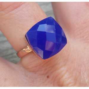 Rosé gold-plated ring set with blue Chalcedony