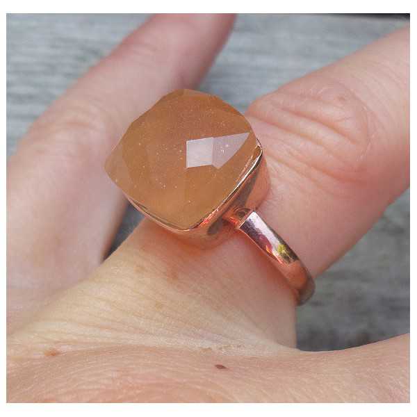 Rosé-gold-plated ring-set mit Pfirsich-Chalcedon