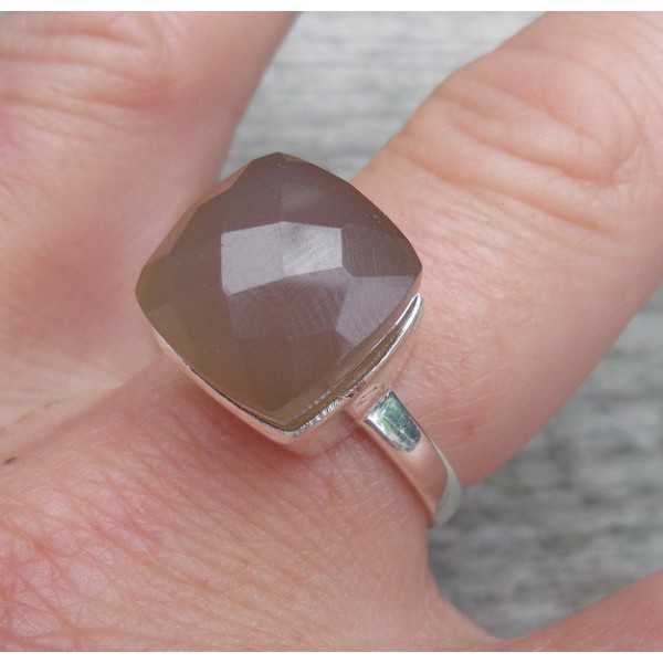 Silver ring set with grey Chalcedony 