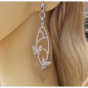 Silver earrings of Roggenleer and set with Zirconia 