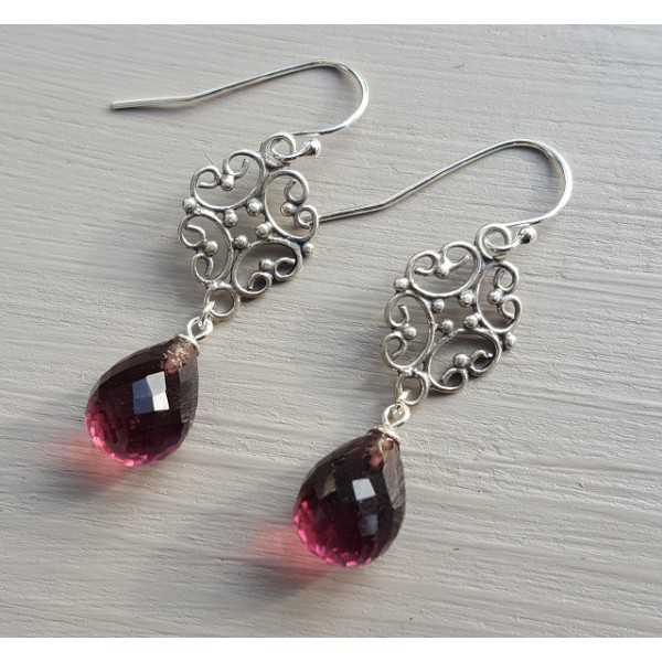 Silber Ohrringe mit Amethyst-Quarz-briolet